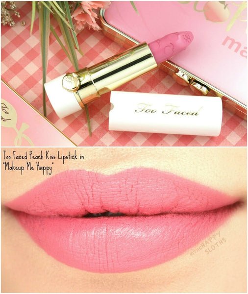 Too Faced Peach Kiss Moisture Matte Long Wear Lipstick-Makeup Me Happy